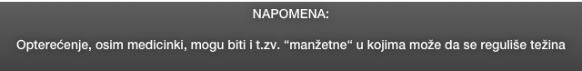 NAPOMENA: 

Opterećenje, osim medicinki, mogu biti i t.zv. “manžetne“ u kojima može da se reguliše težina 
