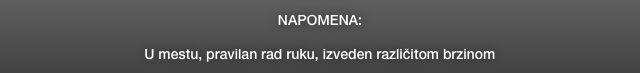 NAPOMENA:

U mestu, pravilan rad ruku, izveden različitom brzinom